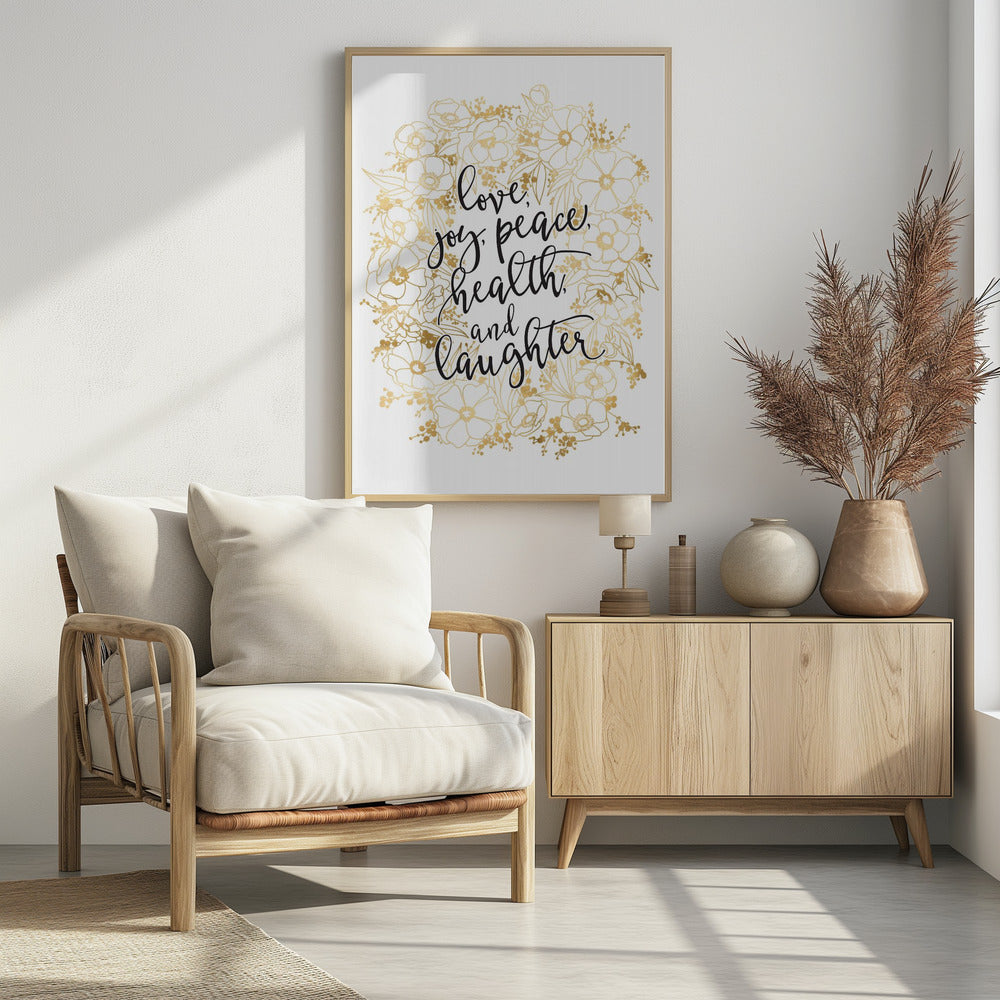 Holiday wishes with gold flowers Poster