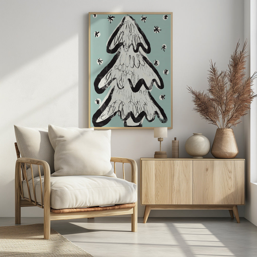 Christmas Tree And Snow Poster