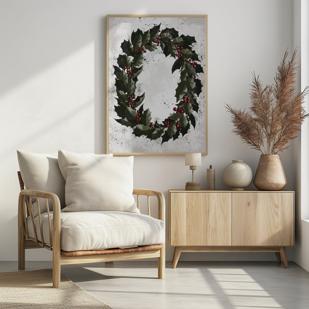 Splatters holly wreath Poster