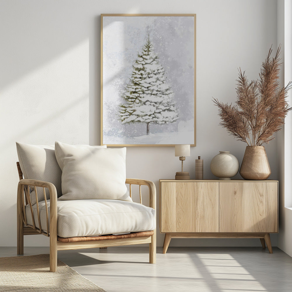 Lone fir in the snow Poster