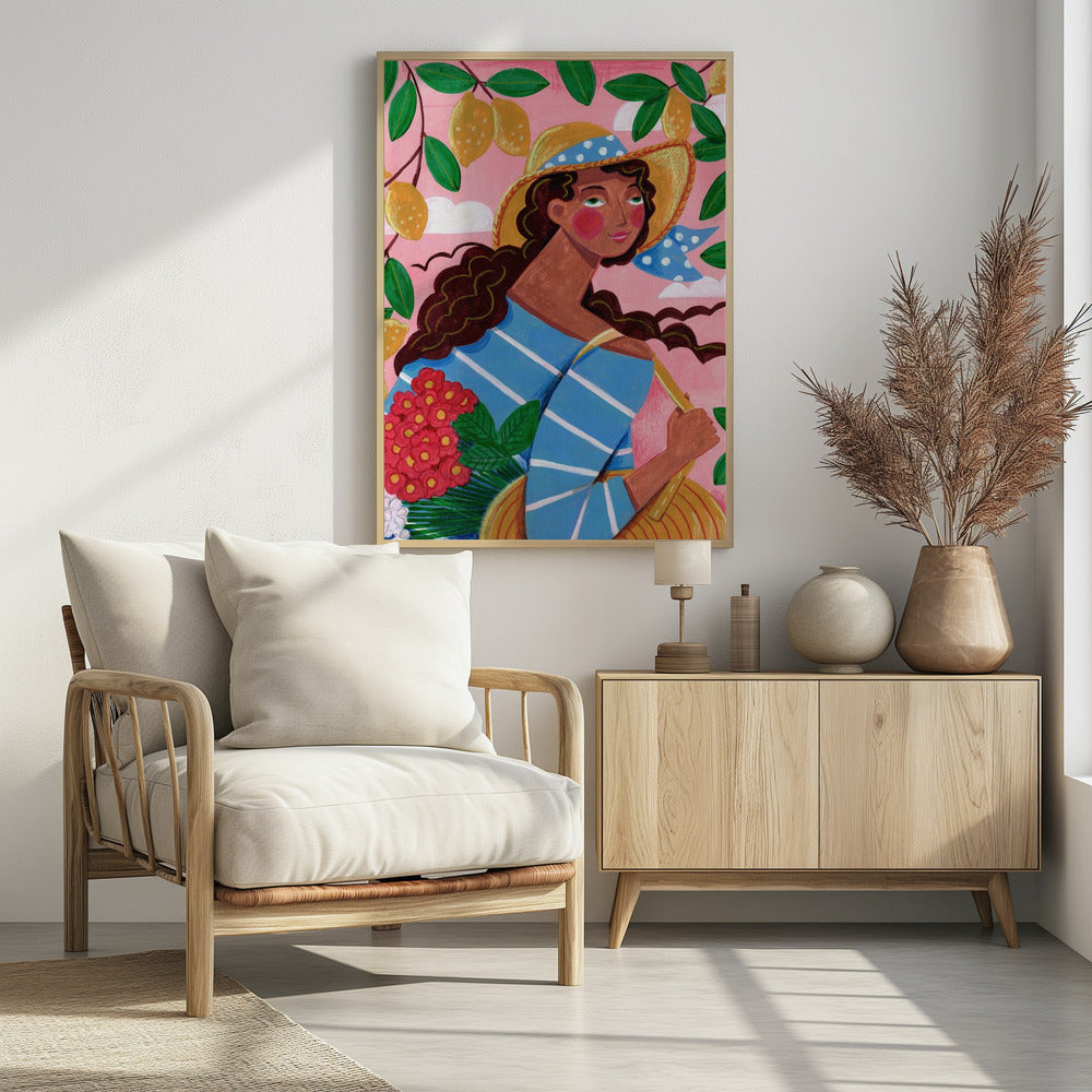 Portrait woman in Amalfi coast Italy Poster