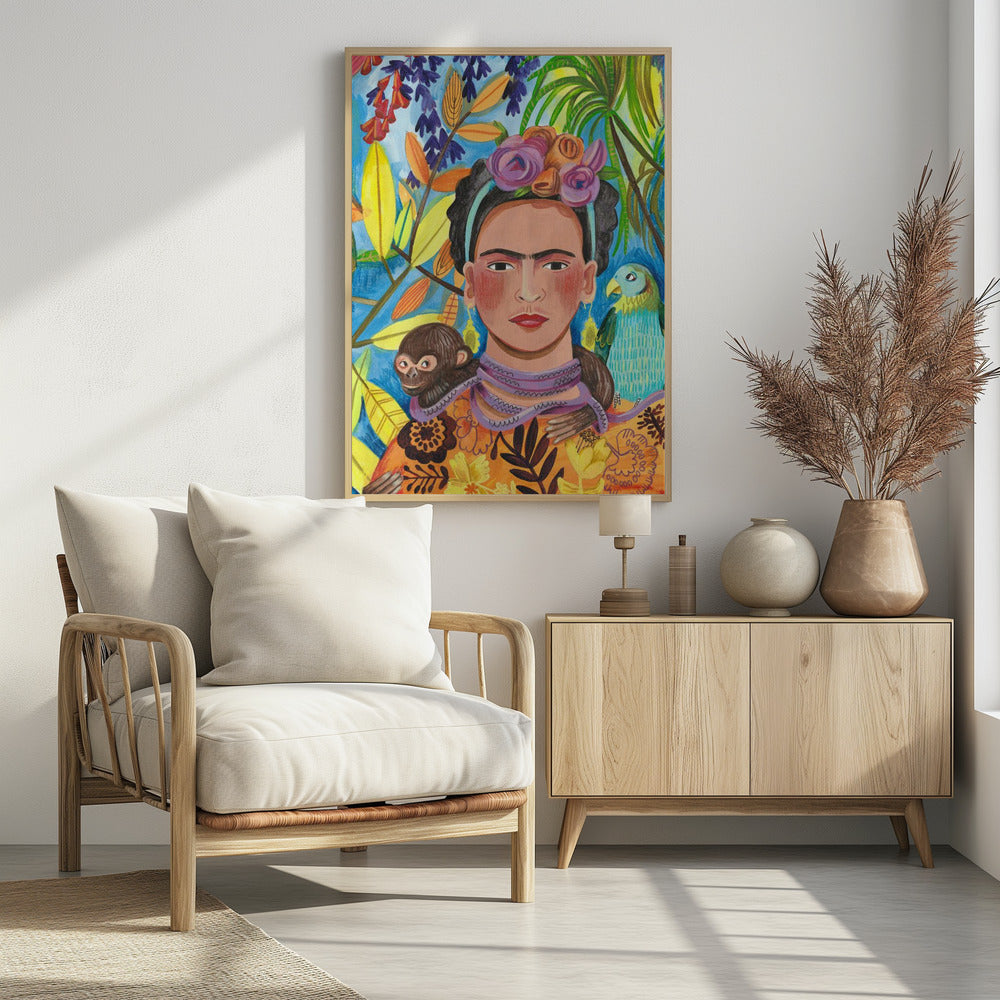 Frida and her parrots Poster