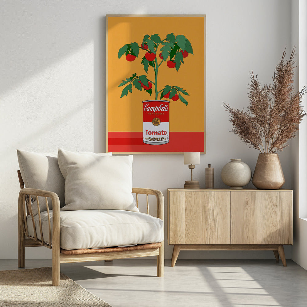 Campbells Soup Tomato Plant Retro Illustration Poster