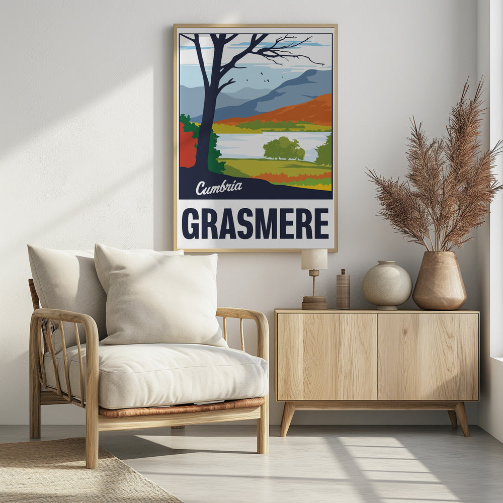 Grasmere Lake District Travel Print Poster