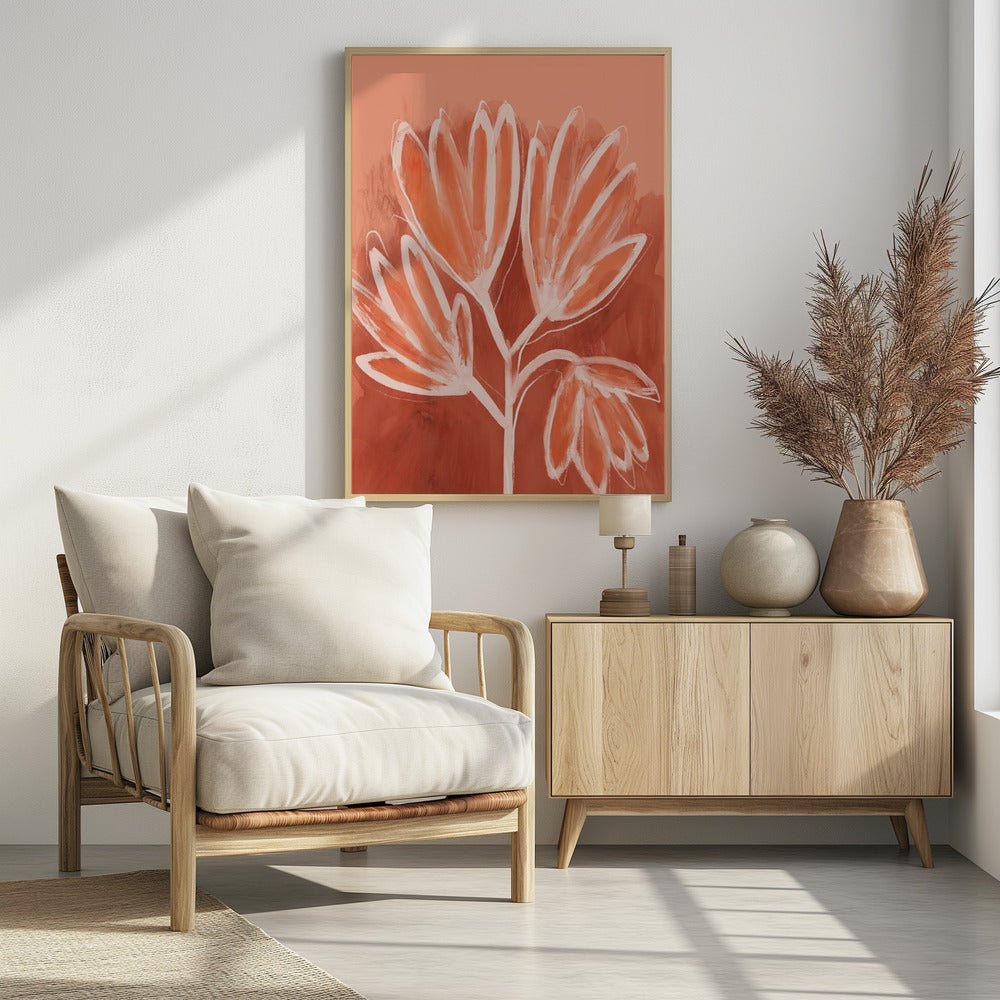 Peachy Flowers Poster