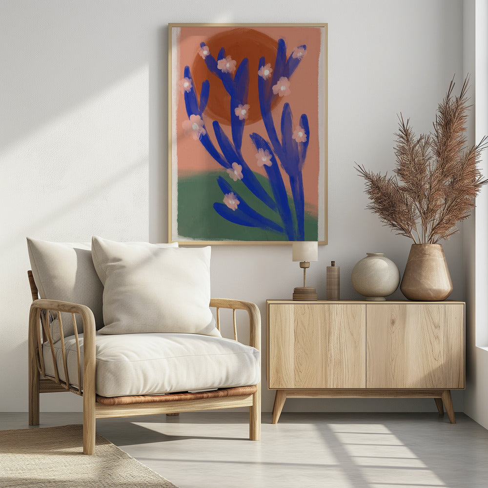 Blue Desert Cactus Poster