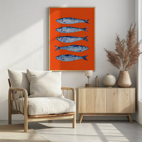 Sardines on Orange Poster