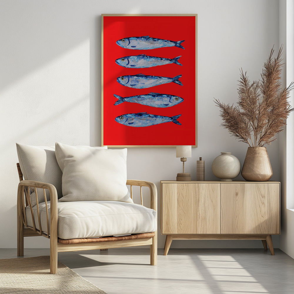 Sardines Berry Red Poster