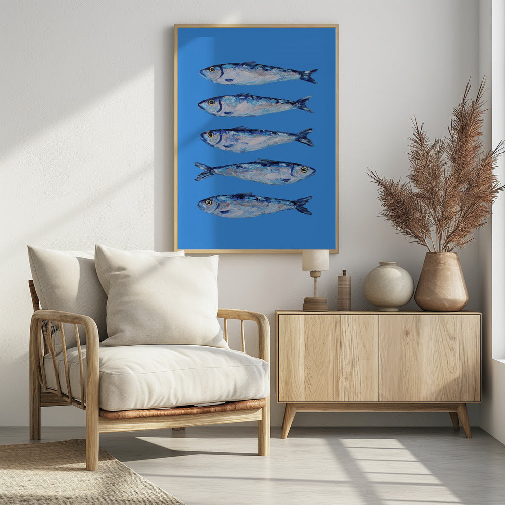 Sardines on Blue Poster