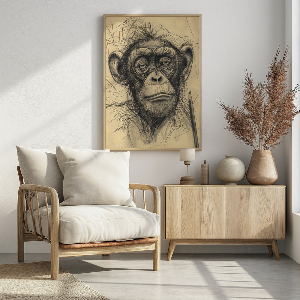 Monkey drawing Poster