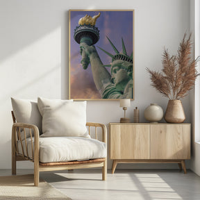 NEW YORK CITY Statue of Liberty at sunset Poster