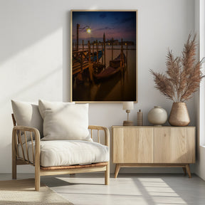 VENICE Gondolas during Blue Hour Poster