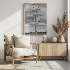 PARIS Eiffel Tower | Text &amp; Skyline Poster