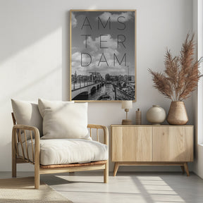 AMSTERDAM Magere Brug | Text &amp; Skyline Poster