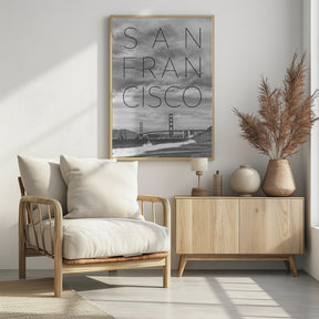 Golden Gate Bridge &amp; Baker Beach | Text &amp; Skyline Poster