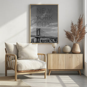 NYC Manhattan Bridge | Text &amp; Skyline Poster