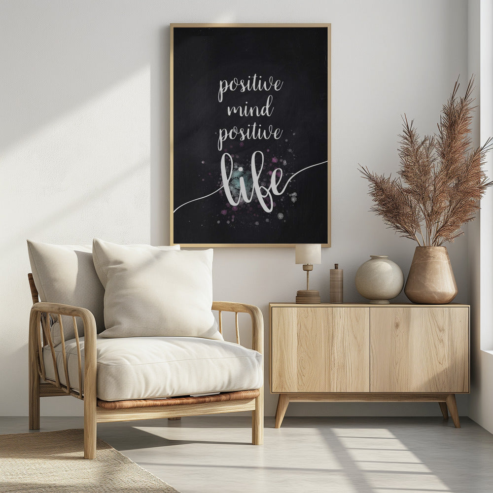 Text Art POSITIVE MIND POSITIVE LIFE Poster