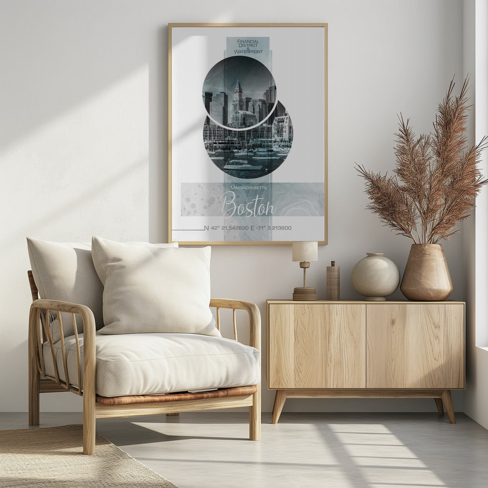 Poster Art BOSTON Waterfront | turquoise marble Poster