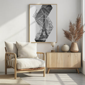 Coordinates PARIS Eiffel Tower | monochrome Poster