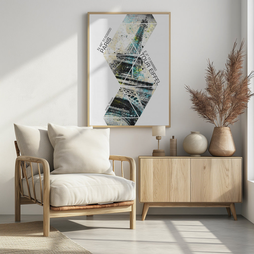 Modern Art Eiffel Tower Coordinates Poster