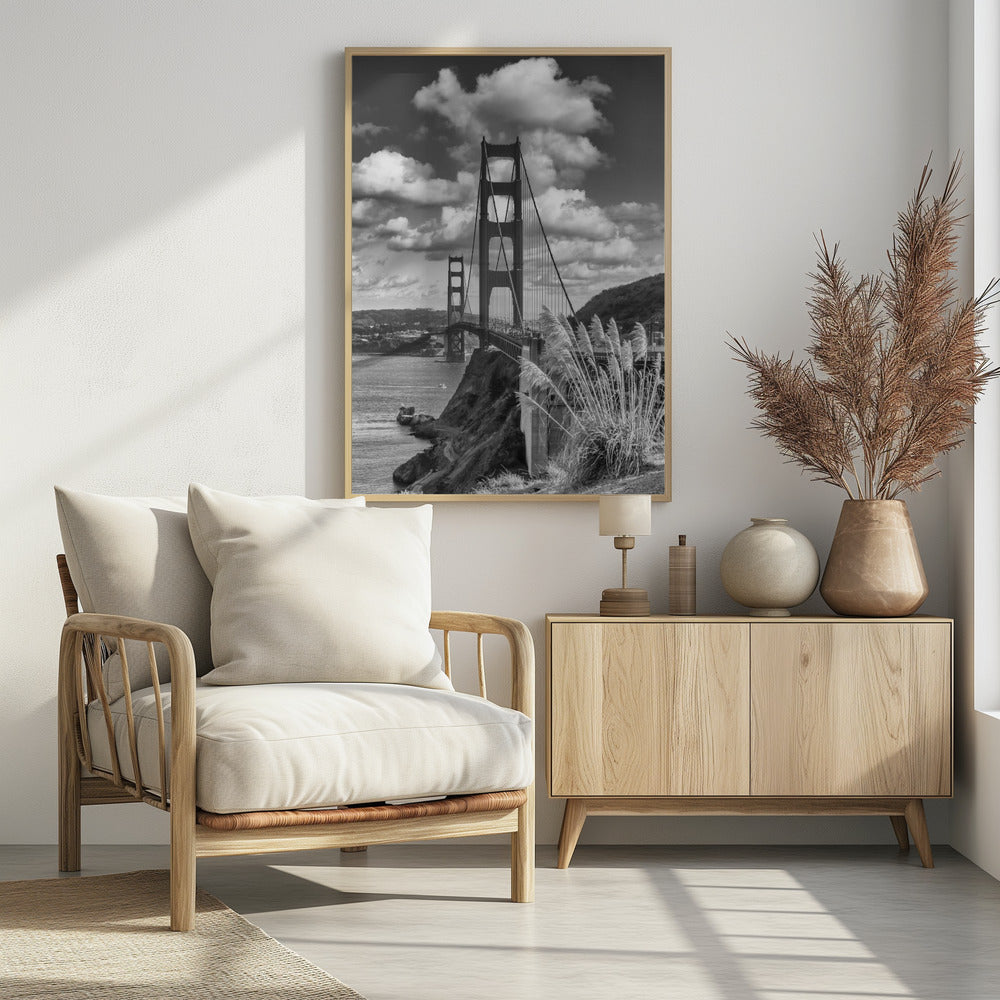 SAN FRANCISCO Golden Gate Bridge - monochrome Poster