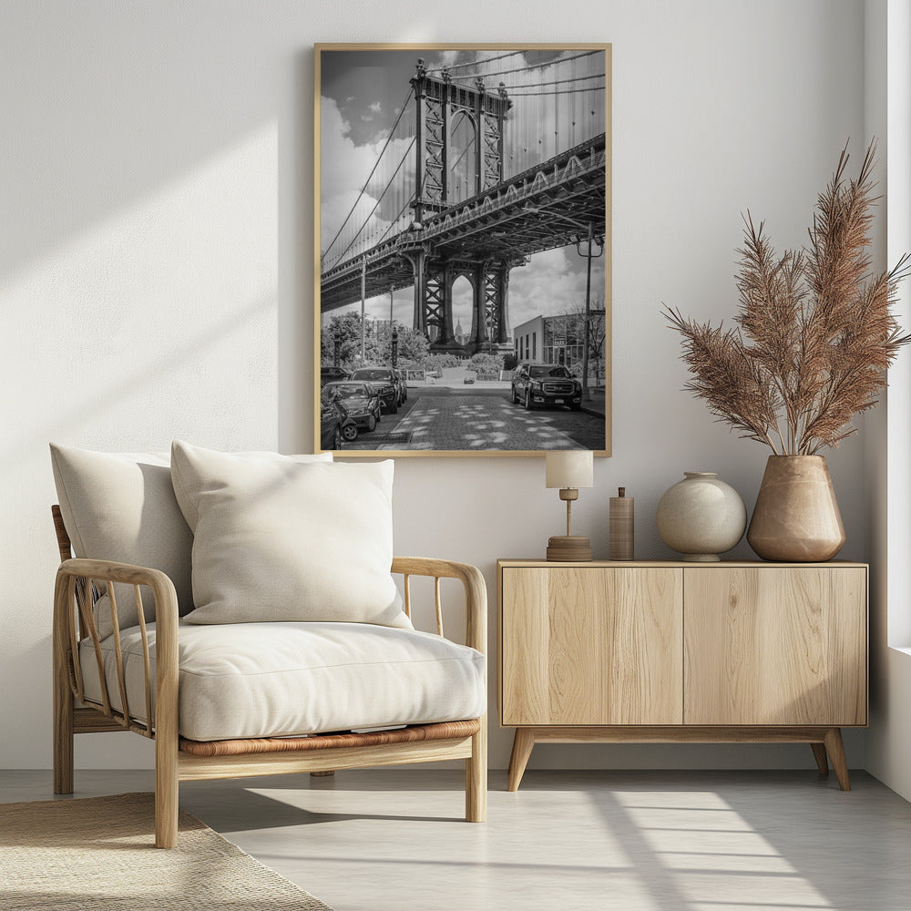 NEW YORK CITY Manhattan Bridge - upright slim panorama Poster