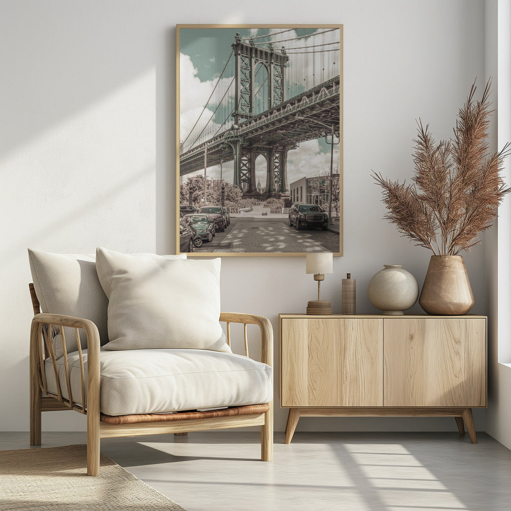 NYC Manhattan Bridge Panorama | urban vintage style Poster