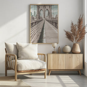 NYC Brooklyn Bridge Panorama | urban vintage style Poster