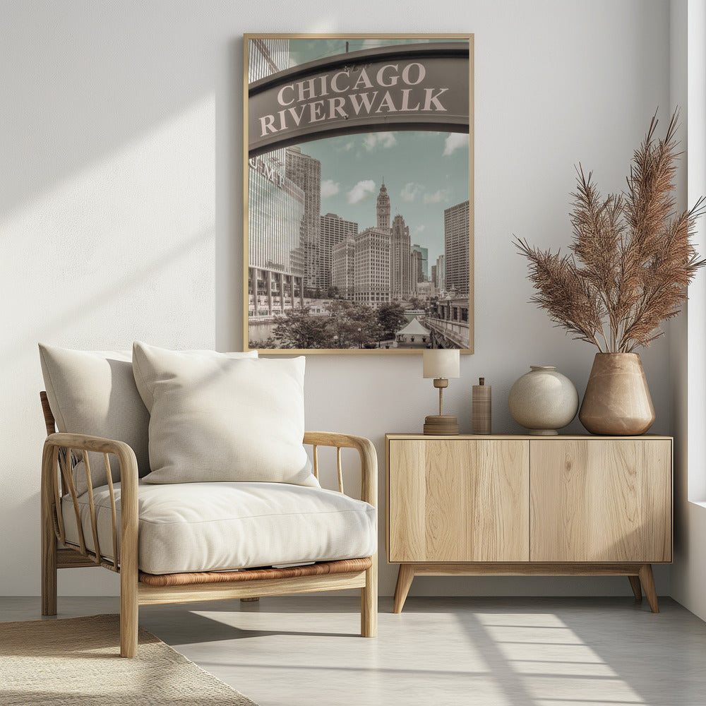 CHICAGO Riverwalk | urban vintage style Poster