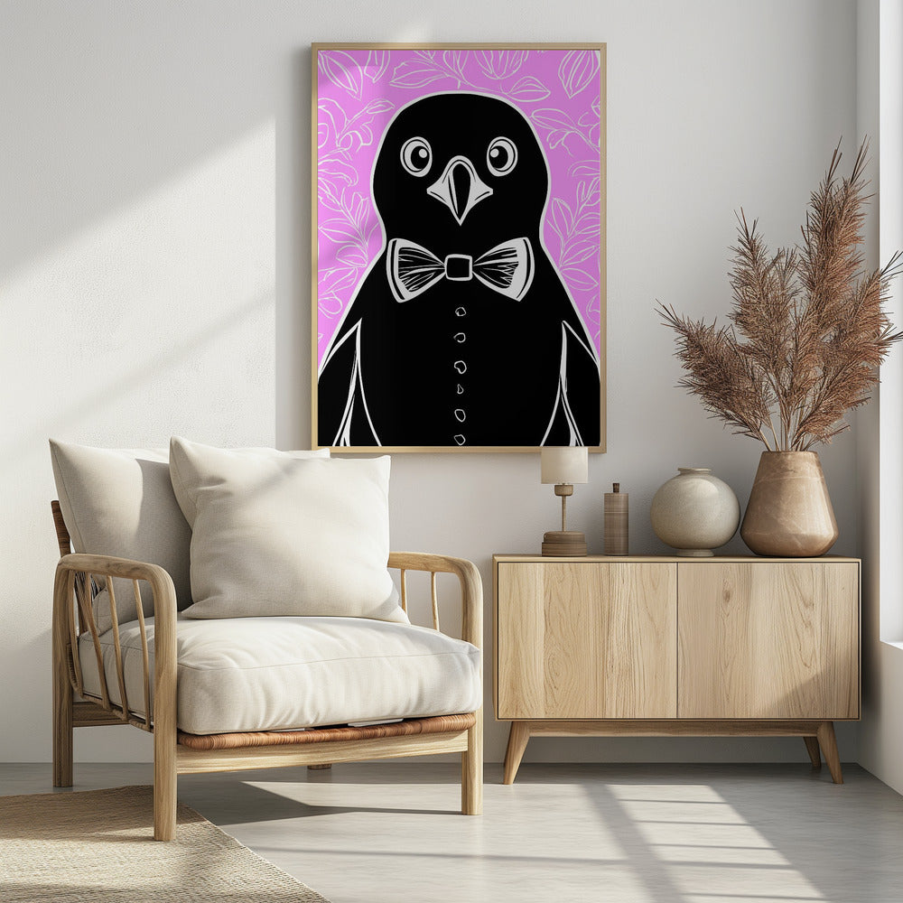 Penguin with bow tie Poster