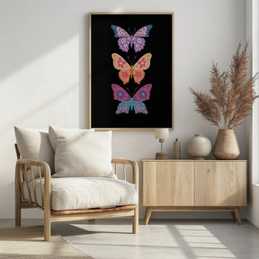 Colorful floral butterflies III Poster