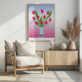 Tulips in the rainbow vase Poster