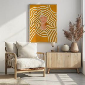 Berit abstract in ochre and pink Poster