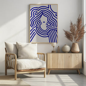 Berit in beige and indigo blue Poster