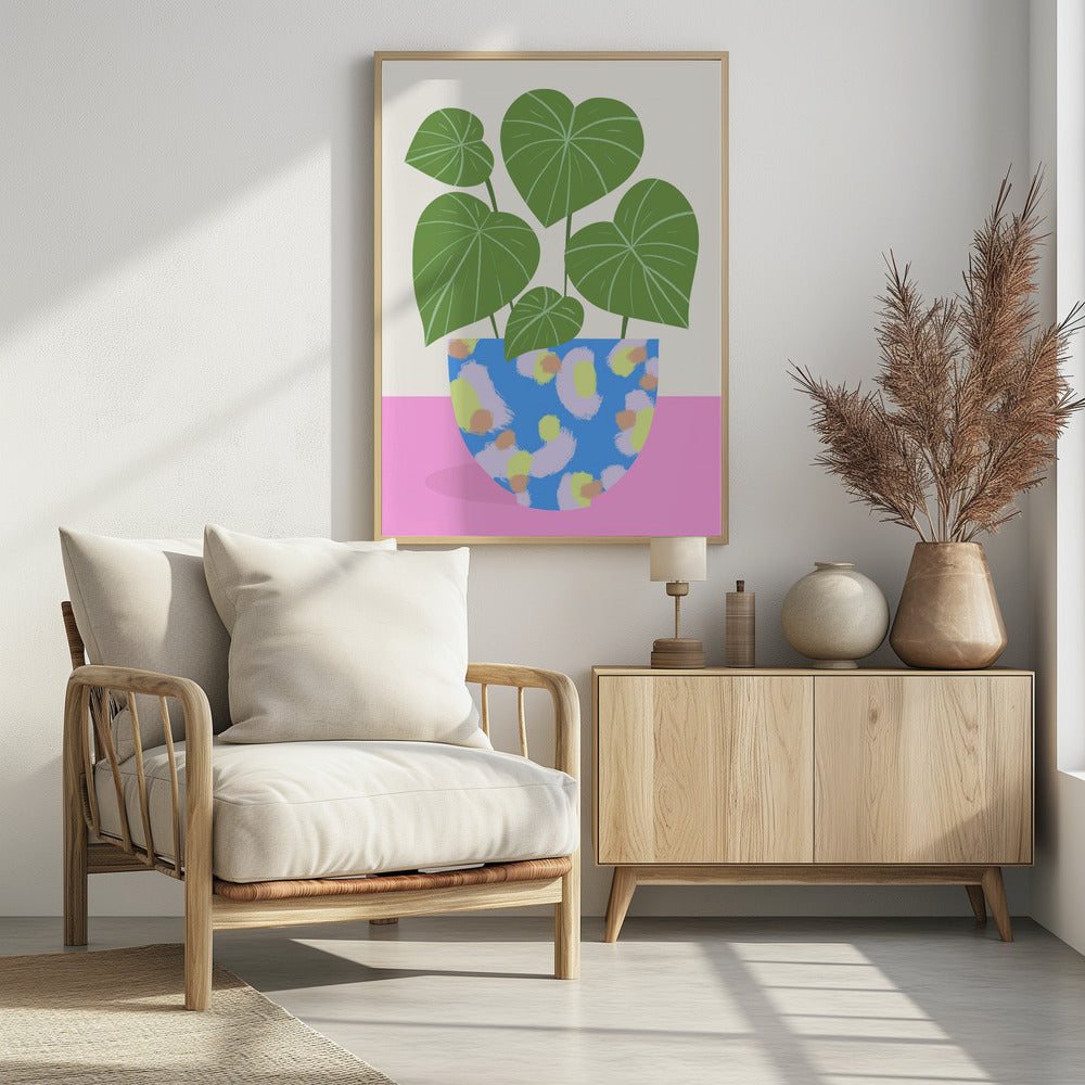 Plant in Patterned Pot Poster