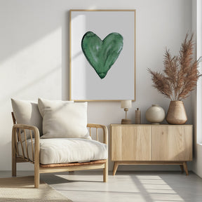 Watercolor heart green Poster