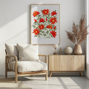 Ladybug flowers red Poster