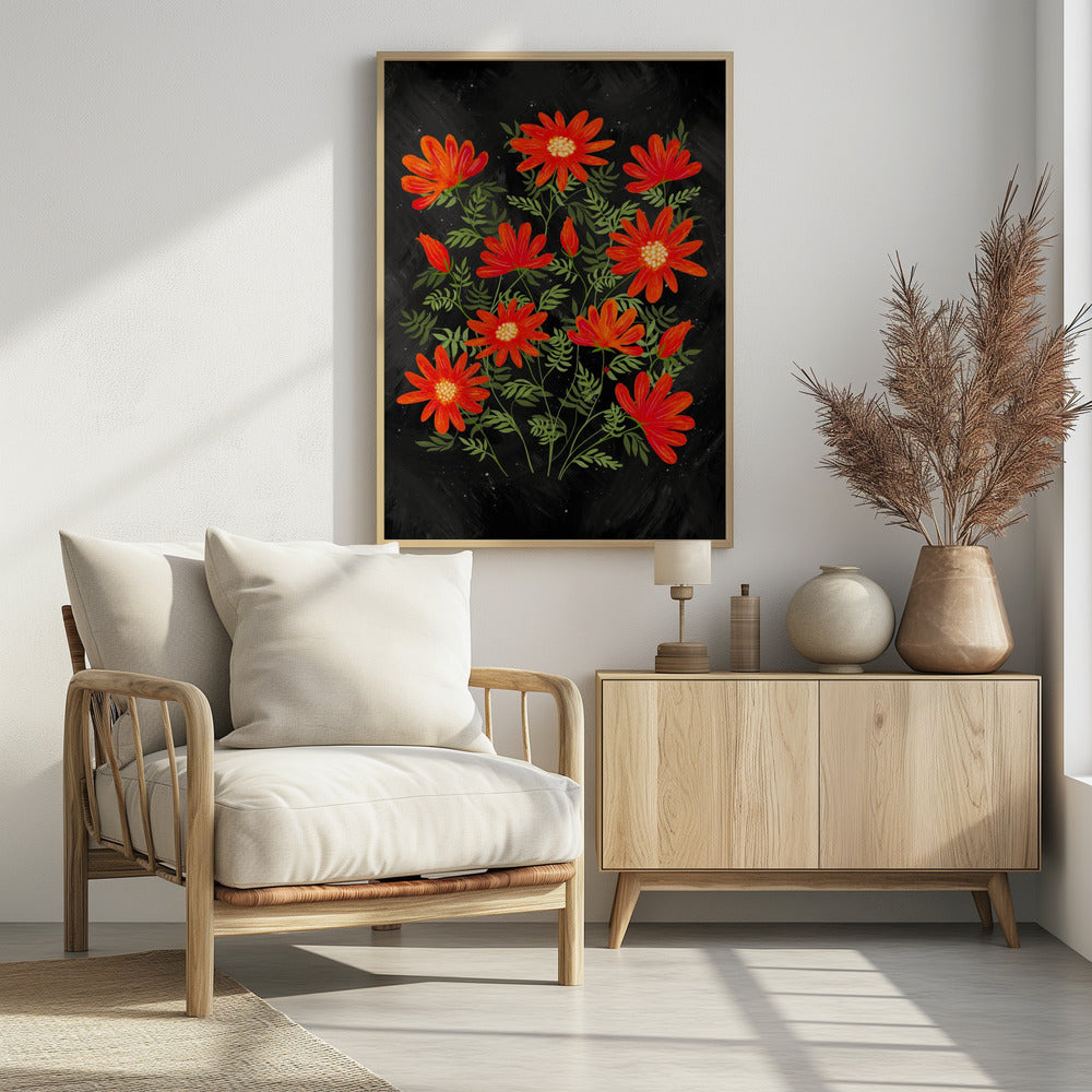 Ladybug flowers red Poster