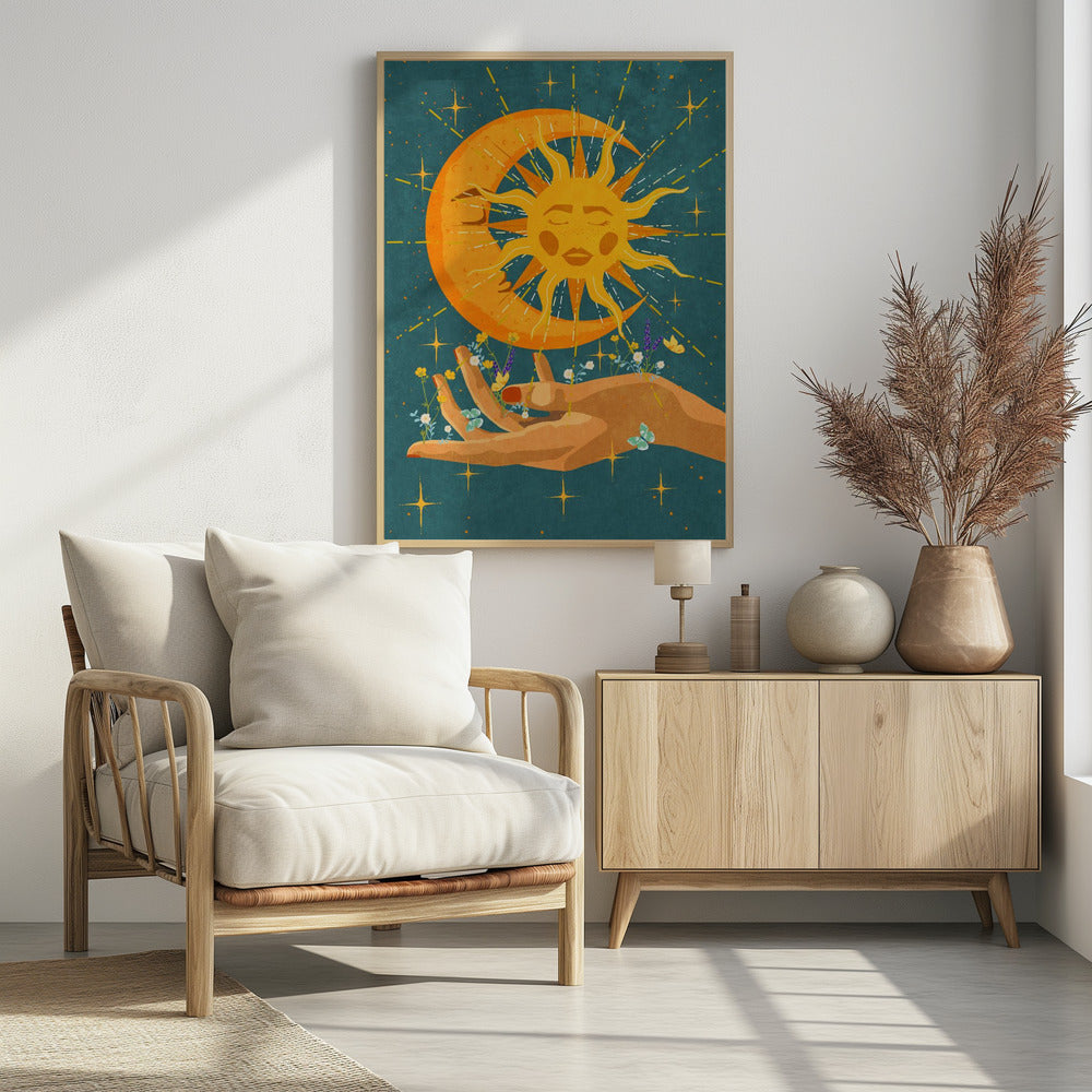 Sun and moon in my hand Poster