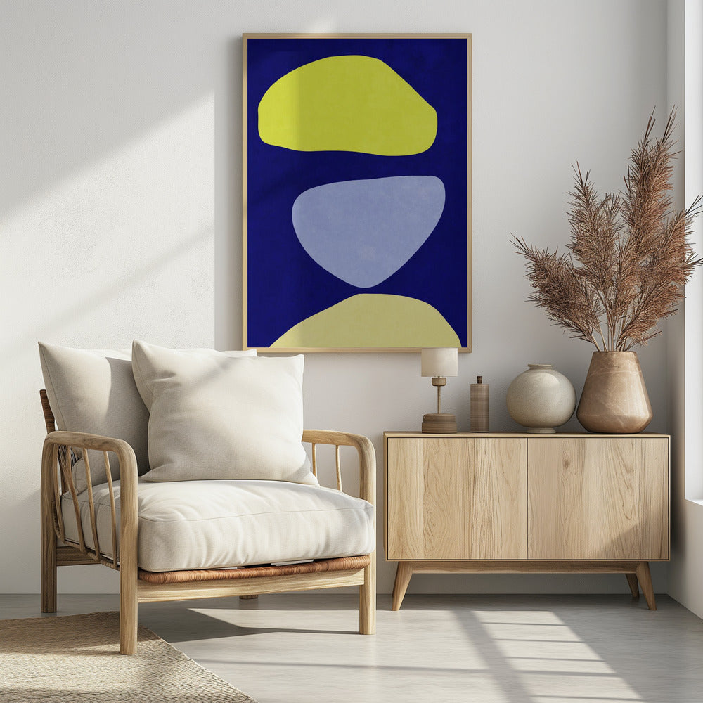 Abstract Forms Blue and yellow Poster