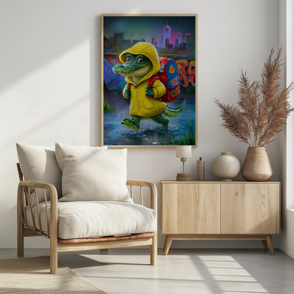 Baby Crocodile Going To School Poster