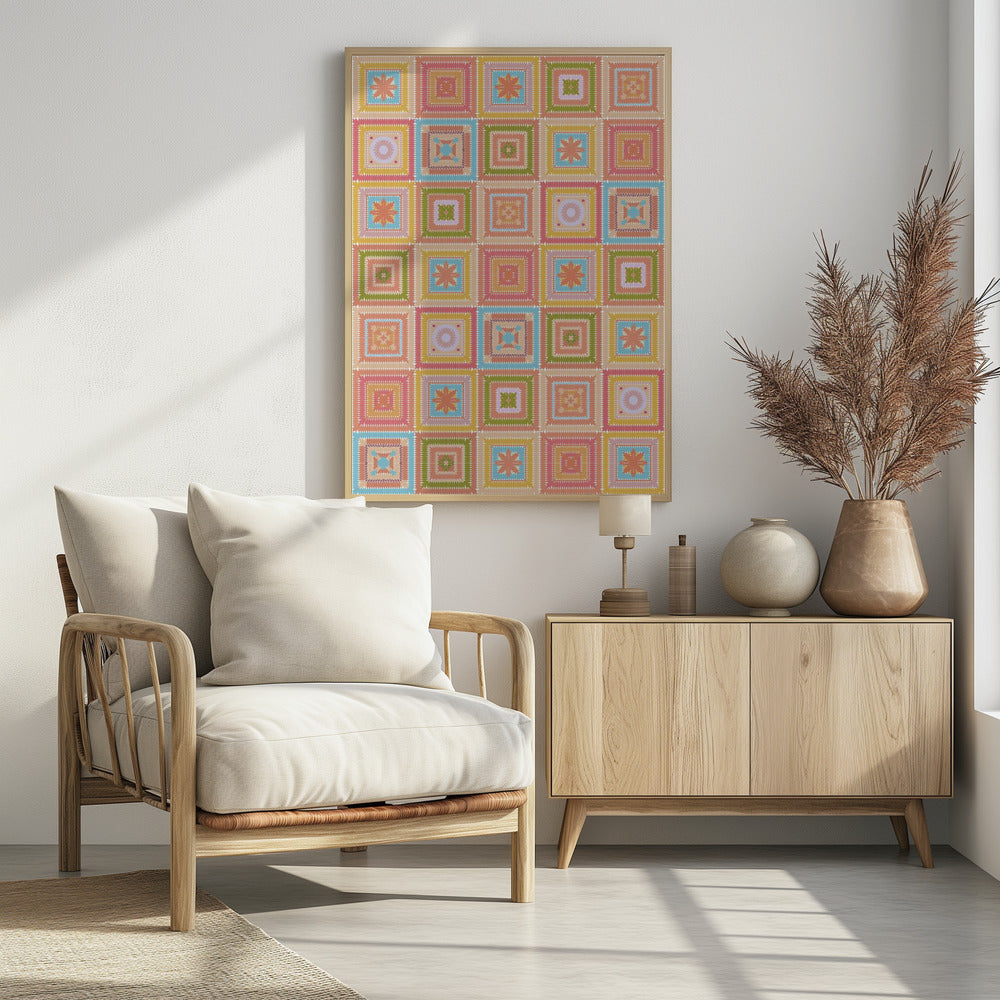 Colorful digital grandma squares III Poster