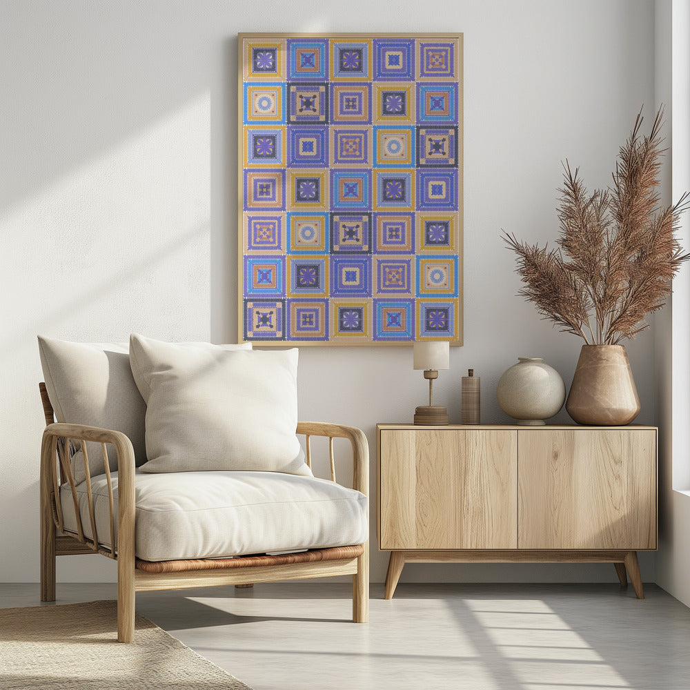 Colorful digital grandma squares IV Poster