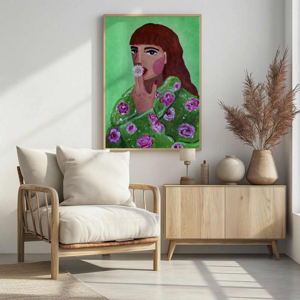 Woman Smoking a Flower Poster