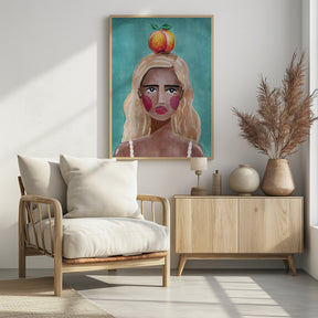 Woman With Peach Poster