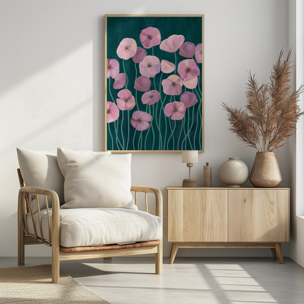 Pink poppies Poster