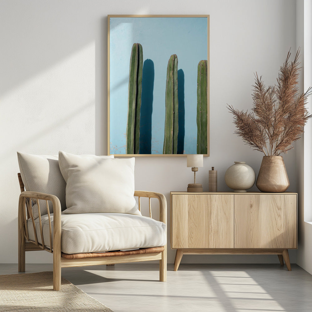 Cacti on Light Blue | Oaxaca Mexico Poster