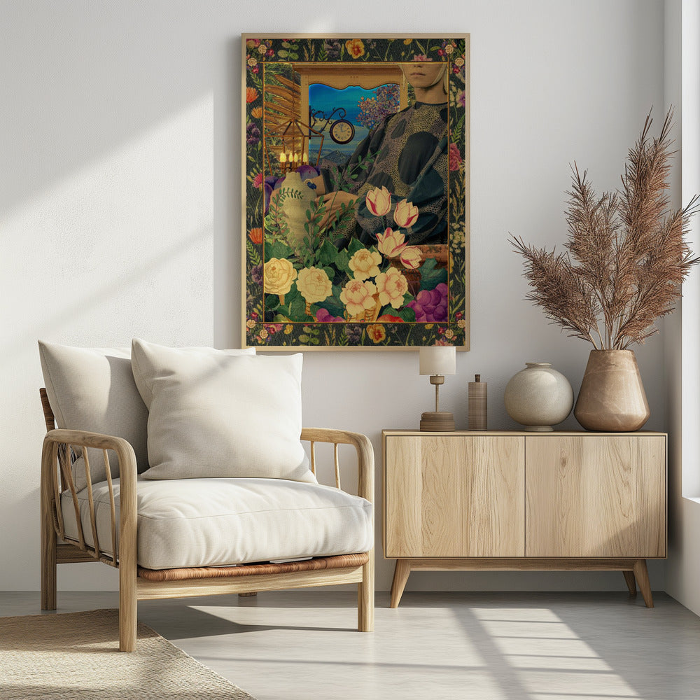 Surreal Floral Portail Collage Poster