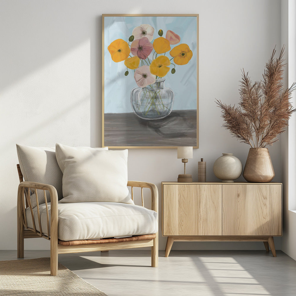 Vase with poppys Poster