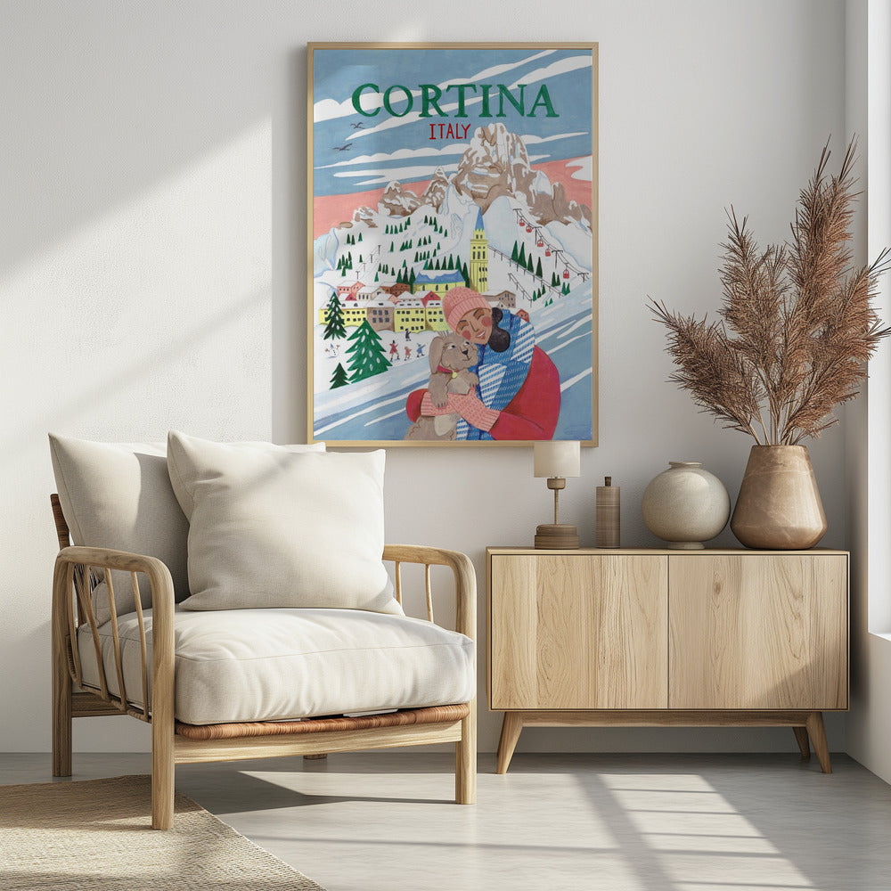 Travel Poster Woman in Cortina, Italy Poster